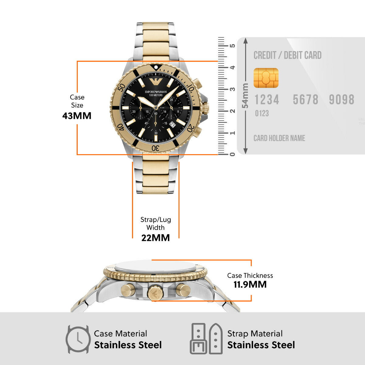 エンポリオアルマーニ EMPORIO ARMANI 腕時計 メンズ WORLD EXPLORER クロノグラフ ツートーン ステンレススチールウォッチ&ブレスレットセット AR80073SET
