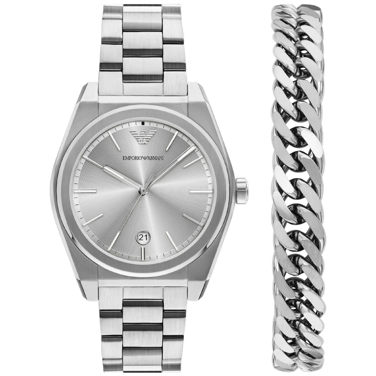 エンポリオアルマーニ EMPORIO ARMANI 腕時計 メンズ 三針デイト ステンレススチール ウォッチ&ブレスレットセット AR80075SET
