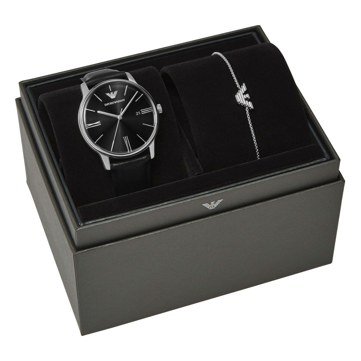 エンポリオアルマーニ EMPORIO ARMANI 腕時計 メンズ 三針デイト ステンレススチール ウォッチ&ブレスレットセット AR80079SET【2025 新作】