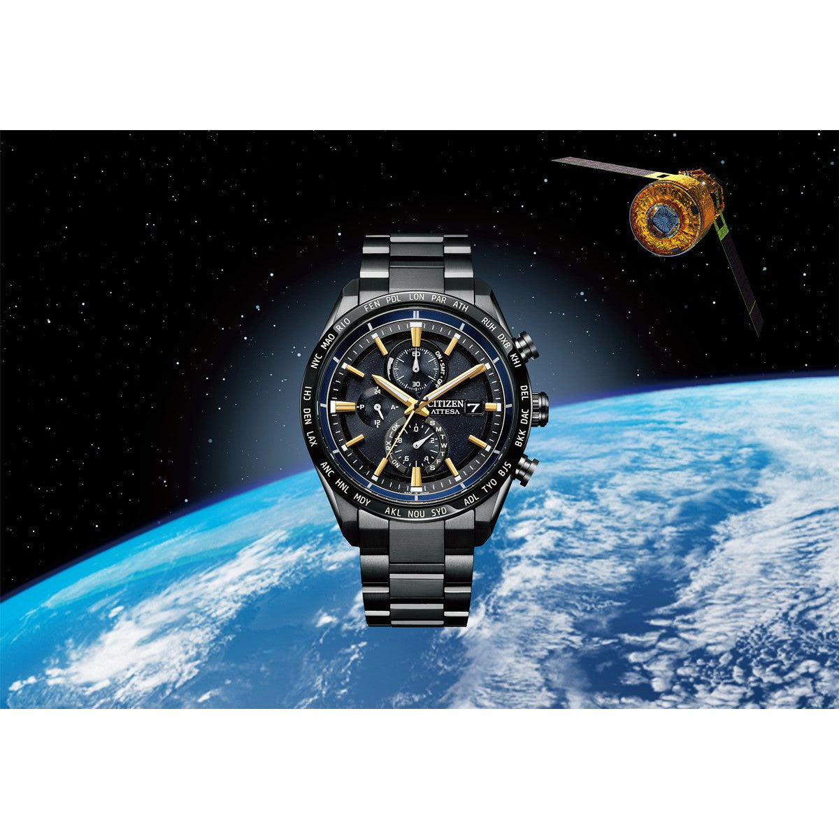 シチズン アテッサ JAXA LABEL HTV-X 限定 CITIZEN ATTESA エコドライブ 電波時計 AT8289-67E ダイレクトフライト ACT Line ブラックチタニウム【2025 新作】