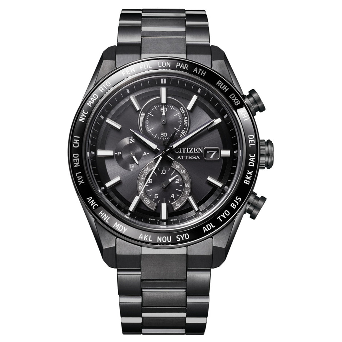 シチズン アテッサ CITIZEN ATTESA エコドライブ 電波時計 腕時計 メンズ AT8294-59E ダイレクトフライト ACT Line ブラックチタニウム【2025 新作】