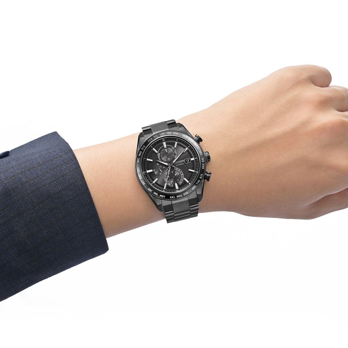 シチズン アテッサ CITIZEN ATTESA エコドライブ 電波時計 腕時計 メンズ AT8294-59E ダイレクトフライト ACT Line ブラックチタニウム【2025 新作】