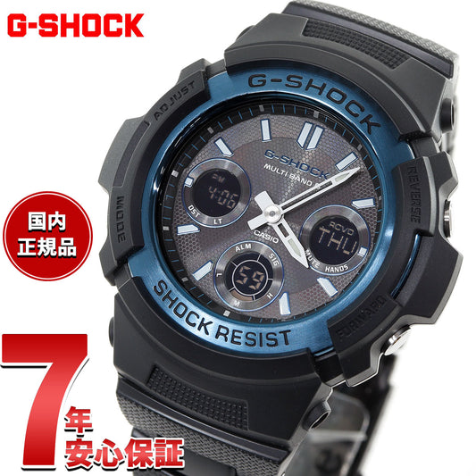 G-SHOCK 電波 ソーラー 電波時計 ブラック×ブルー 腕時計 メンズ アナデジ タフソーラー AWG-M100BC-2AJF