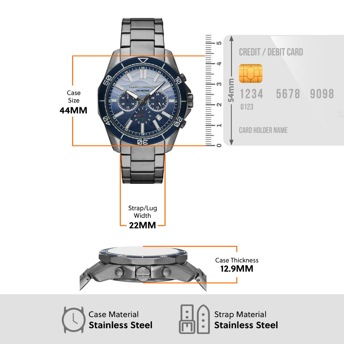 A|X アルマーニ エクスチェンジ ARMANI EXCHANGE 腕時計 メンズ クロノグラフ ガンメタル ステンレススチールウォッチ AX1967【2025 新作】