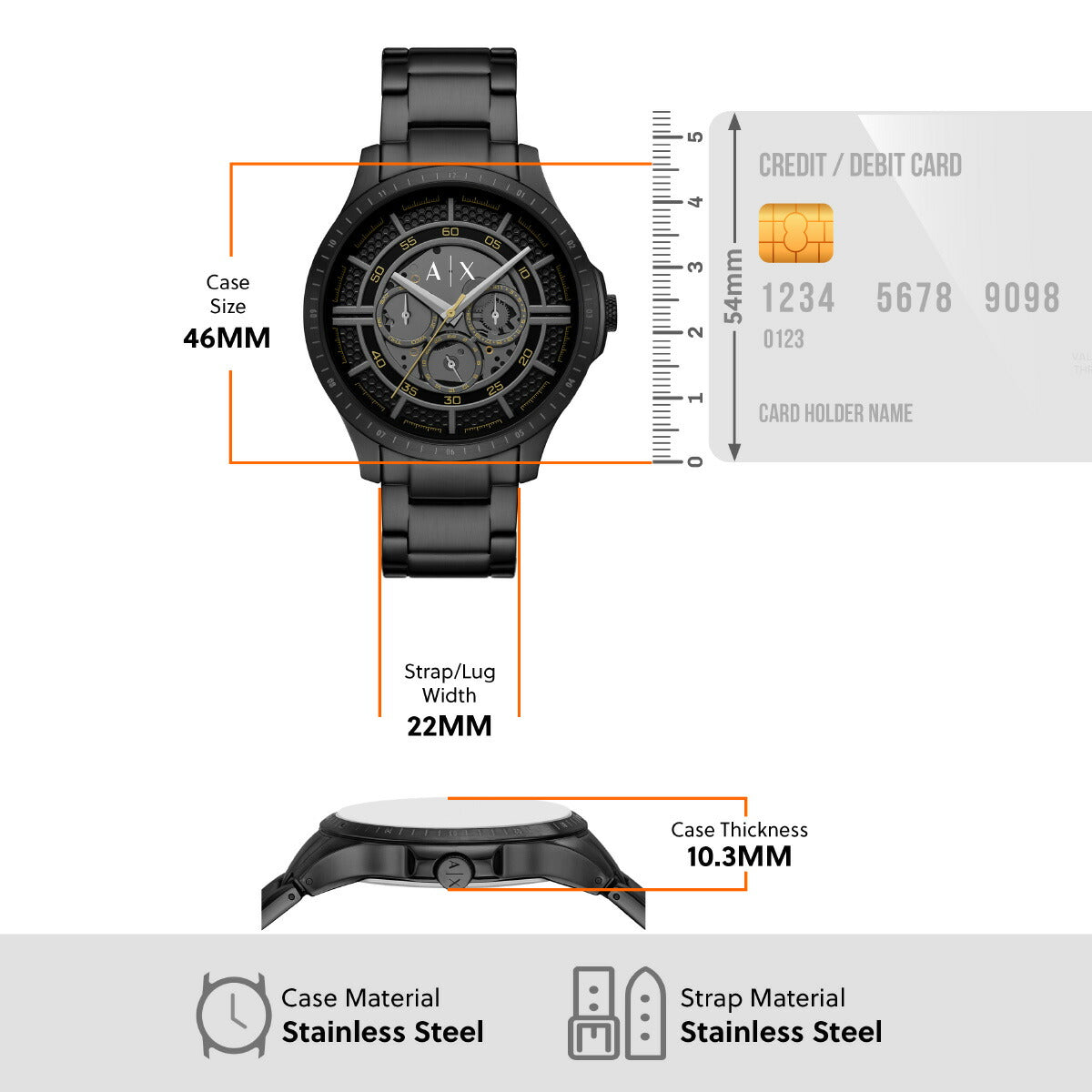 A|X アルマーニ エクスチェンジ ARMANI EXCHANGE 腕時計 メンズ マルチファンクション ブラック ステンレススチールウォッチ AX2460