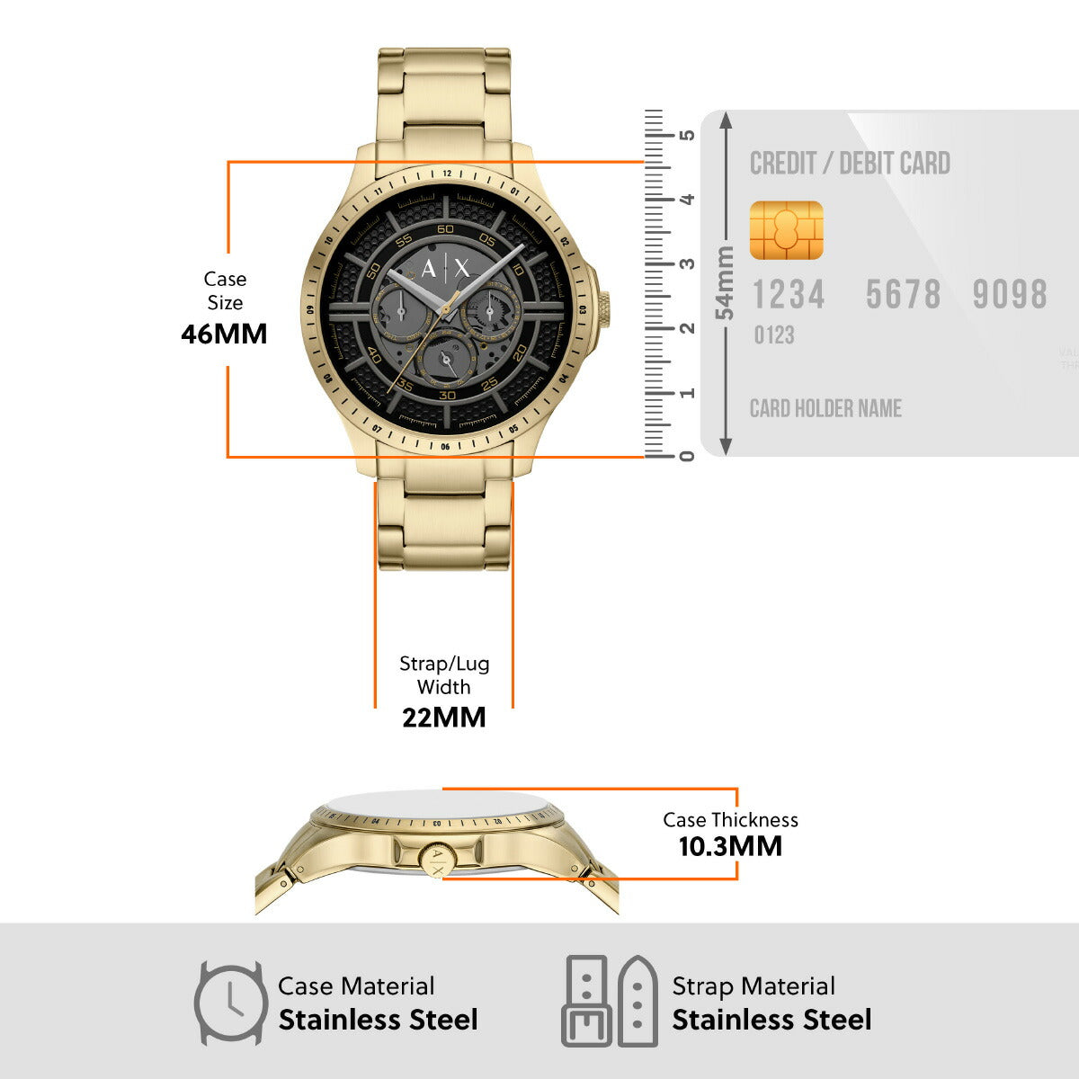 A|X アルマーニ エクスチェンジ ARMANI EXCHANGE 腕時計 メンズ マルチファンクション ゴールドトーン ステンレススチールウォッチ AX2461