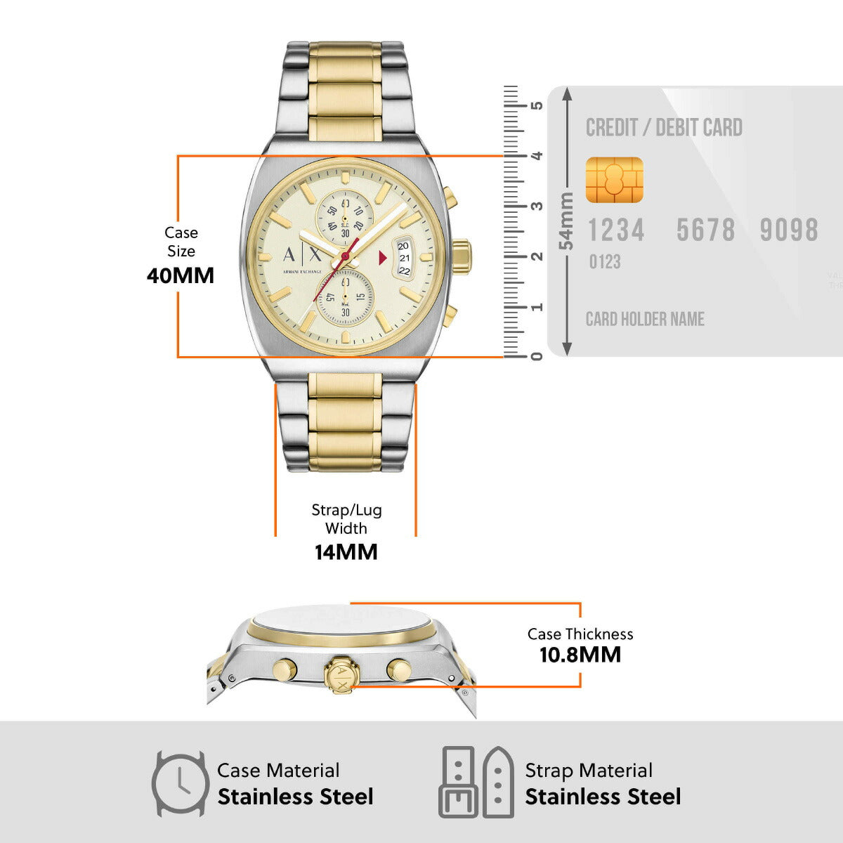 A|X アルマーニ エクスチェンジ ARMANI EXCHANGE 腕時計 メンズ クロノグラフウォッチ ツートン ステンレススチール AX2821【2025 新作】