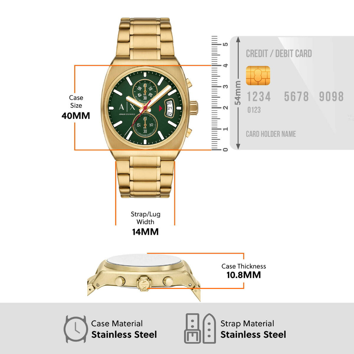 A|X アルマーニ エクスチェンジ ARMANI EXCHANGE 腕時計 メンズ クロノグラフウォッチ ゴールドトーン ステンレススチール AX2822【2025 新作】