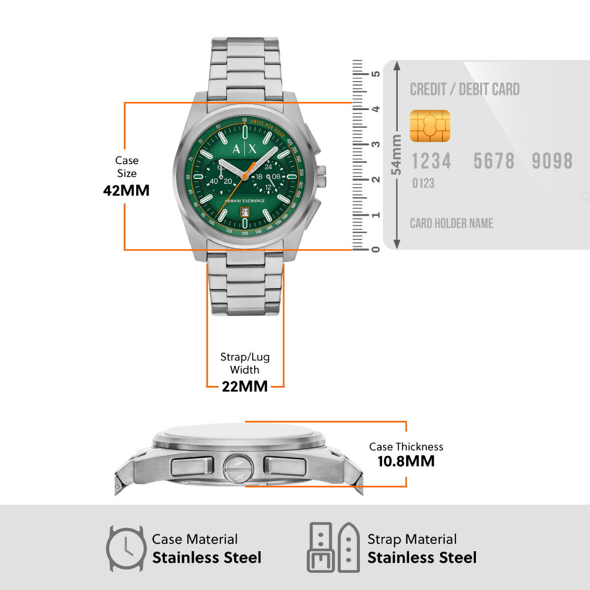 A|X アルマーニ エクスチェンジ ARMANI EXCHANGE 腕時計 メンズ クロノグラフ ステンレススチールウォッチ AX2862【2025 新作】