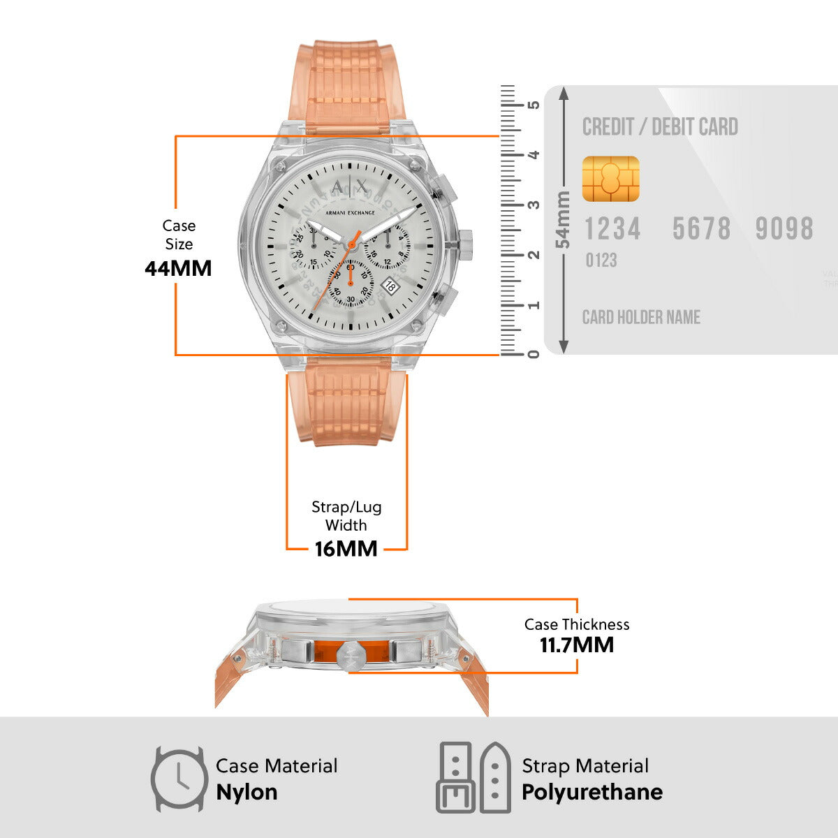 A|X アルマーニ エクスチェンジ ARMANI EXCHANGE 腕時計 メンズ クロノグラフ クリア ナイロンウォッチ AX4164【2025 新作】