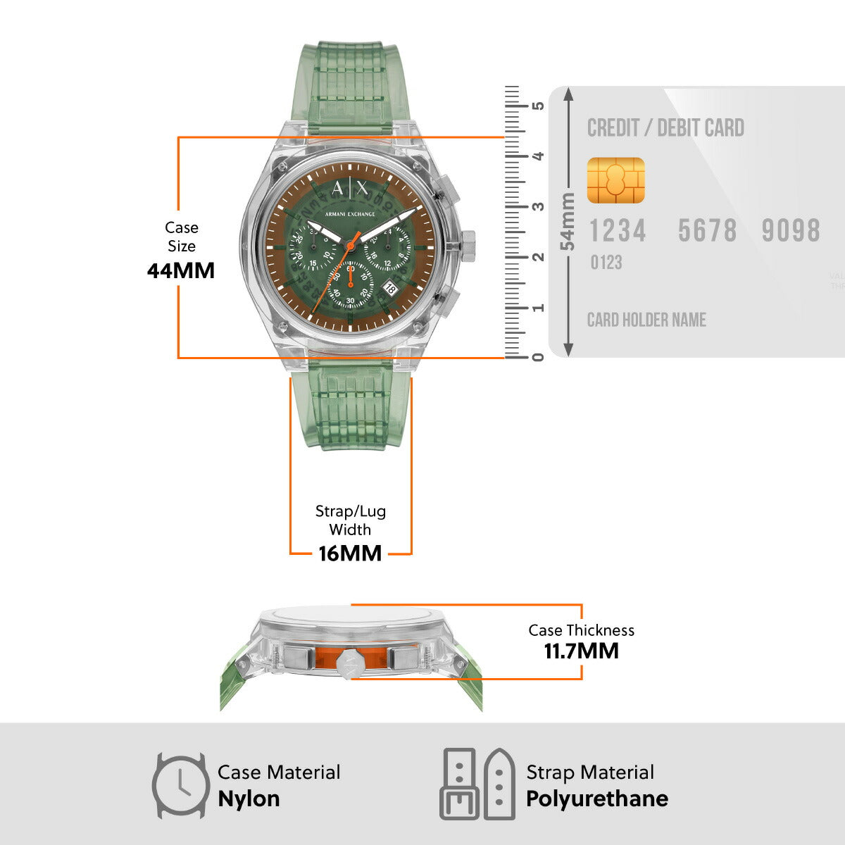 A|X アルマーニ エクスチェンジ ARMANI EXCHANGE 腕時計 メンズ クロノグラフ クリア ナイロンウォッチ AX4165【2025 新作】
