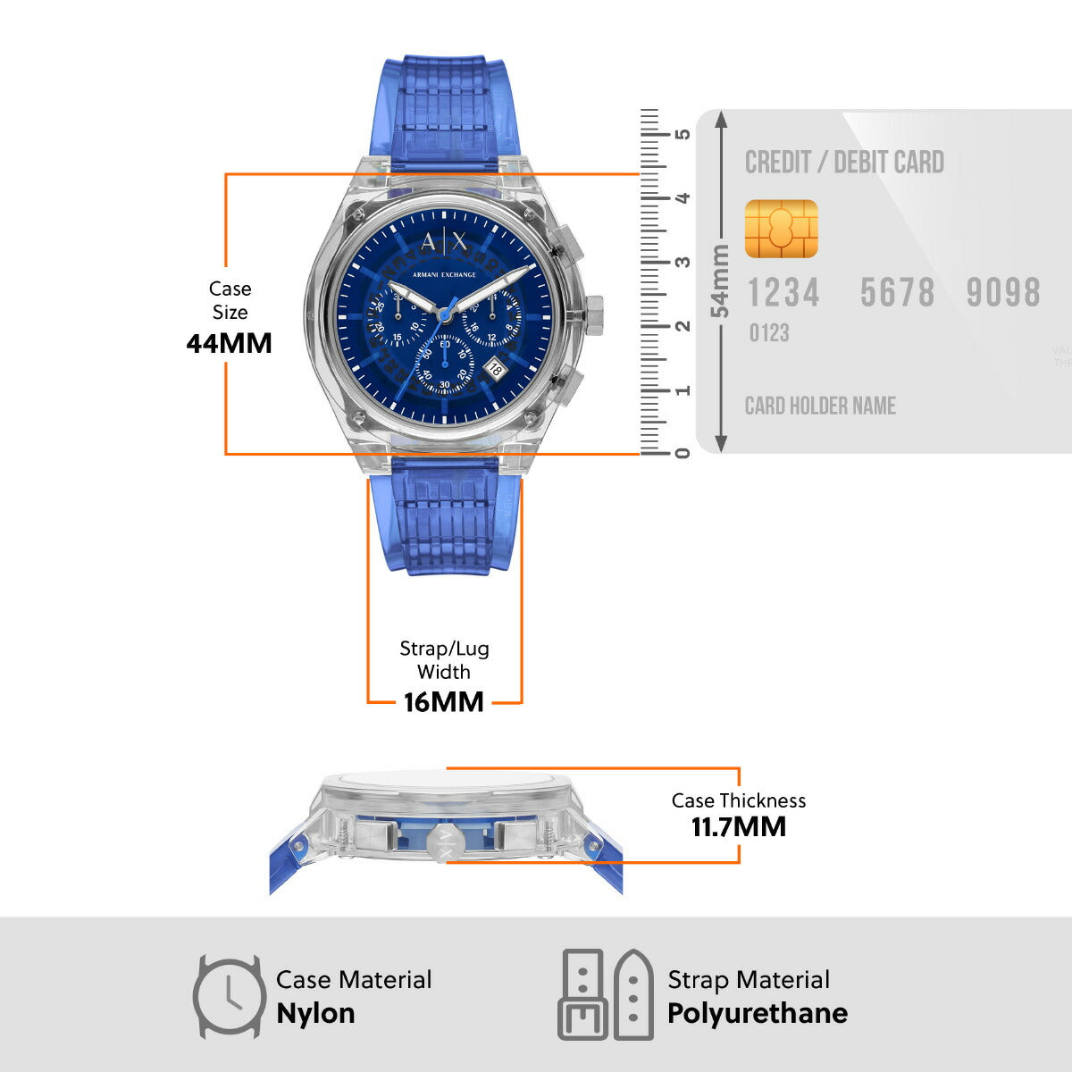 A|X アルマーニ エクスチェンジ ARMANI EXCHANGE 腕時計 メンズ クロノグラフ クリア ナイロンウォッチ AX4166【2025 新作】
