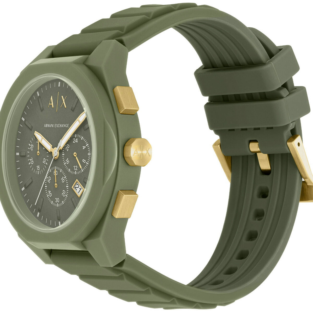 A|X アルマーニ エクスチェンジ ARMANI EXCHANGE 腕時計 メンズ クロノグラフ グリーン シリコンウォッチ AX4169【2025 新作】