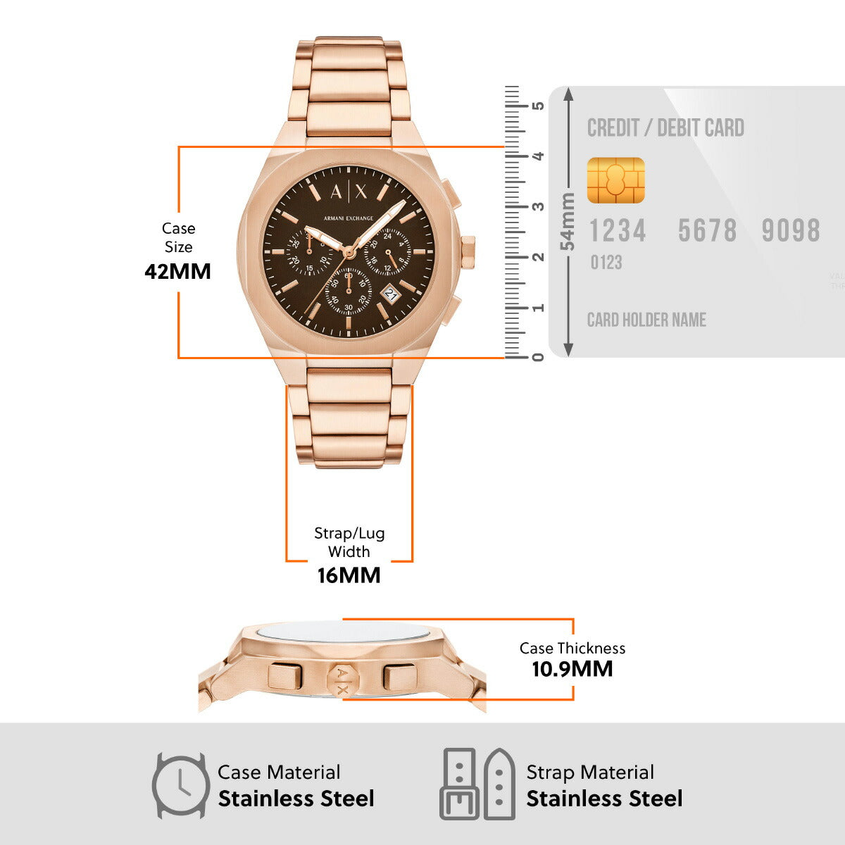 A|X アルマーニ エクスチェンジ ARMANI EXCHANGE 腕時計 メンズ クロノグラフ ローズゴールドトーン ステンレススチールウォッチ AX4188【2025 新作】