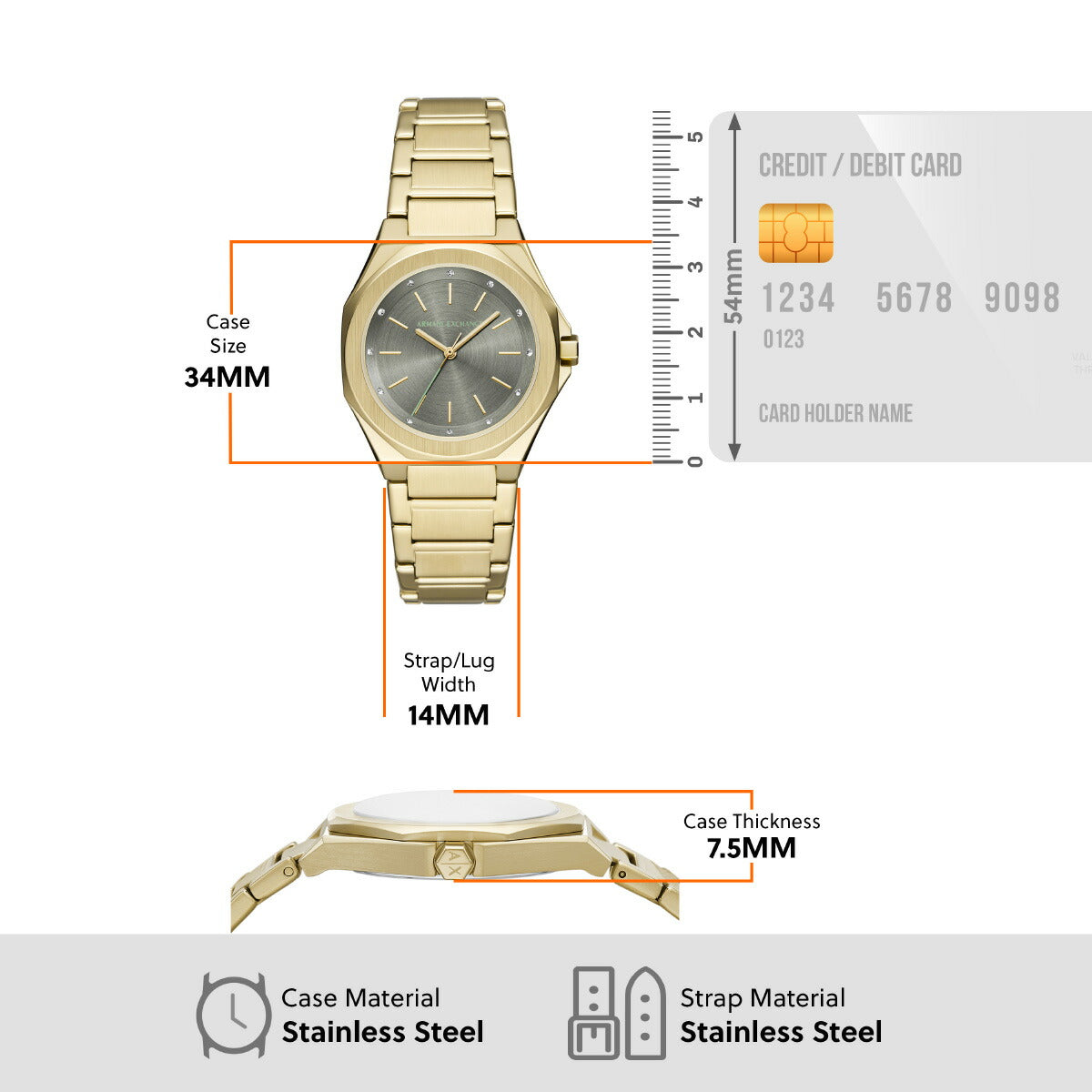 A|X アルマーニ エクスチェンジ ARMANI EXCHANGE 腕時計 レディース 三針 ゴールドトーン ステンレススチールウォッチ AX4614