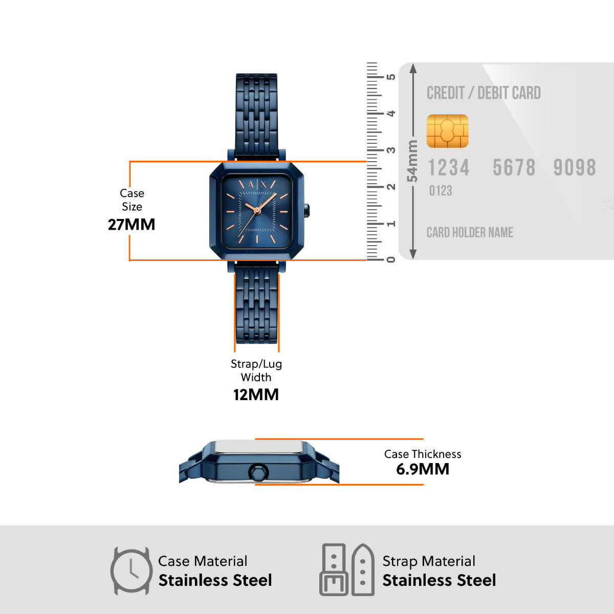 A|X アルマーニ エクスチェンジ ARMANI EXCHANGE 腕時計 レディース 3針ウォッチ ブルー ステンレススチール AX5730【2025 新作】
