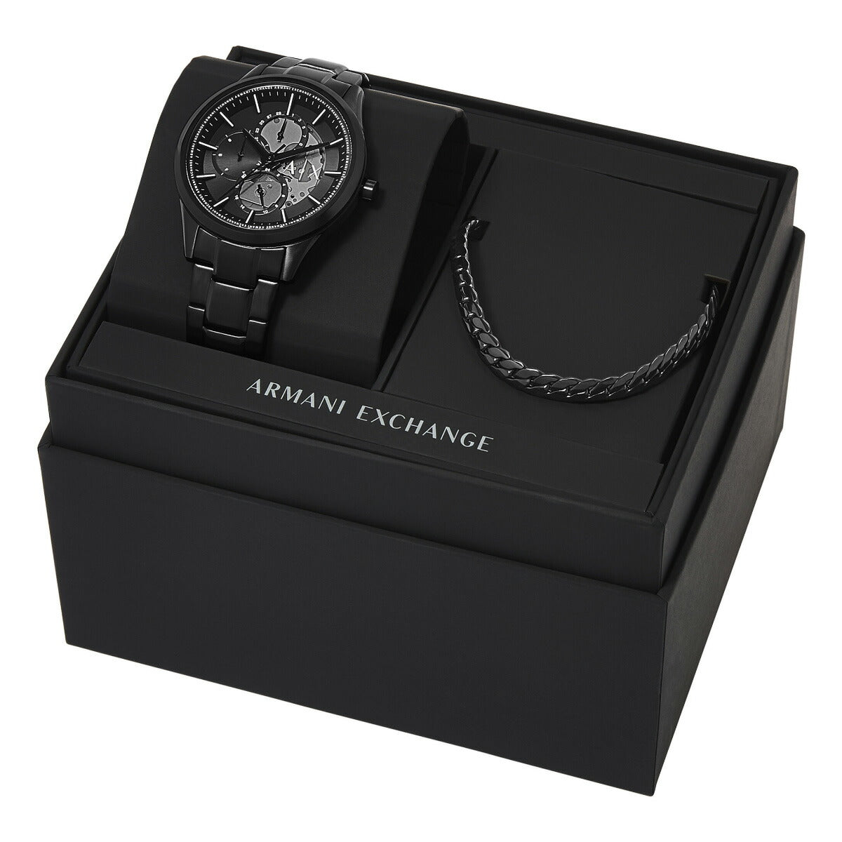 A|X アルマーニ エクスチェンジ ARMANI EXCHANGE 腕時計 メンズ マルチファンクション ブラック ステンレススチールウォッチ&ネックレスセット AX7160SET