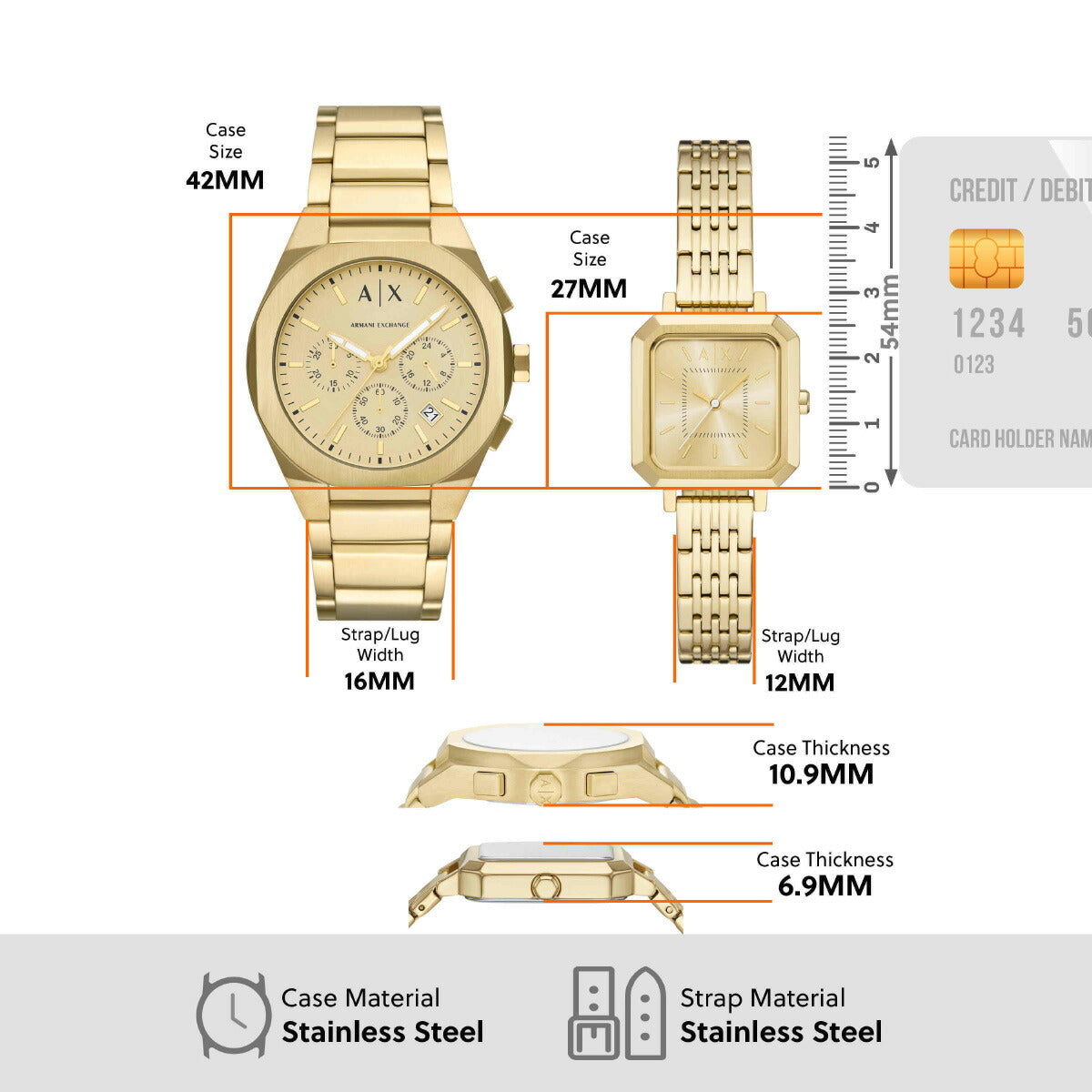A|X アルマーニ エクスチェンジ ARMANI EXCHANGE 腕時計 メンズ レディース ペアギフトセット SYNC クロノグラフウォッチ ゴールドトーン AX7171SET【2025 新作】