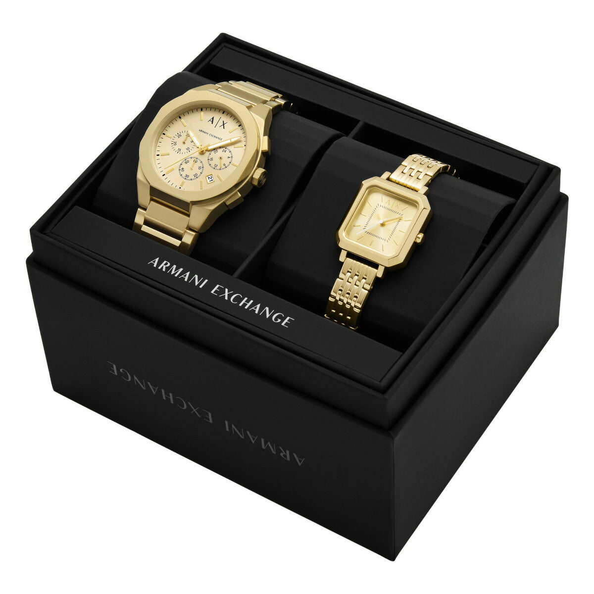 A|X アルマーニ エクスチェンジ ARMANI EXCHANGE 腕時計 メンズ レディース ペアギフトセット SYNC クロノグラフウォッチ ゴールドトーン AX7171SET【2025 新作】