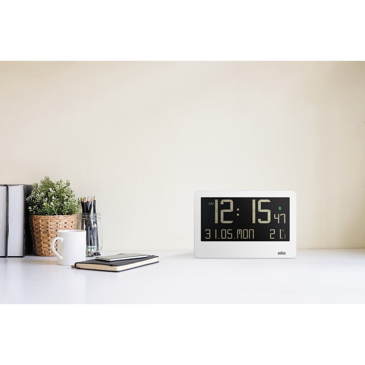 BRAUN ブラウン デジタル クロック BC14W 置き時計 掛け時計 Digital Clock 261mm ホワイト【2025 新作】