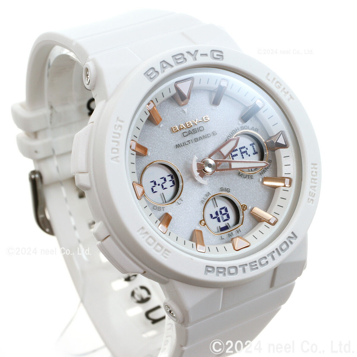 BABY-G カシオ ベビーG 電波 ソーラー ネオンイルミネーター レディース 腕時計 電波時計 ホワイト 白 Beach Traveler Series BGA-2500-7AJF
