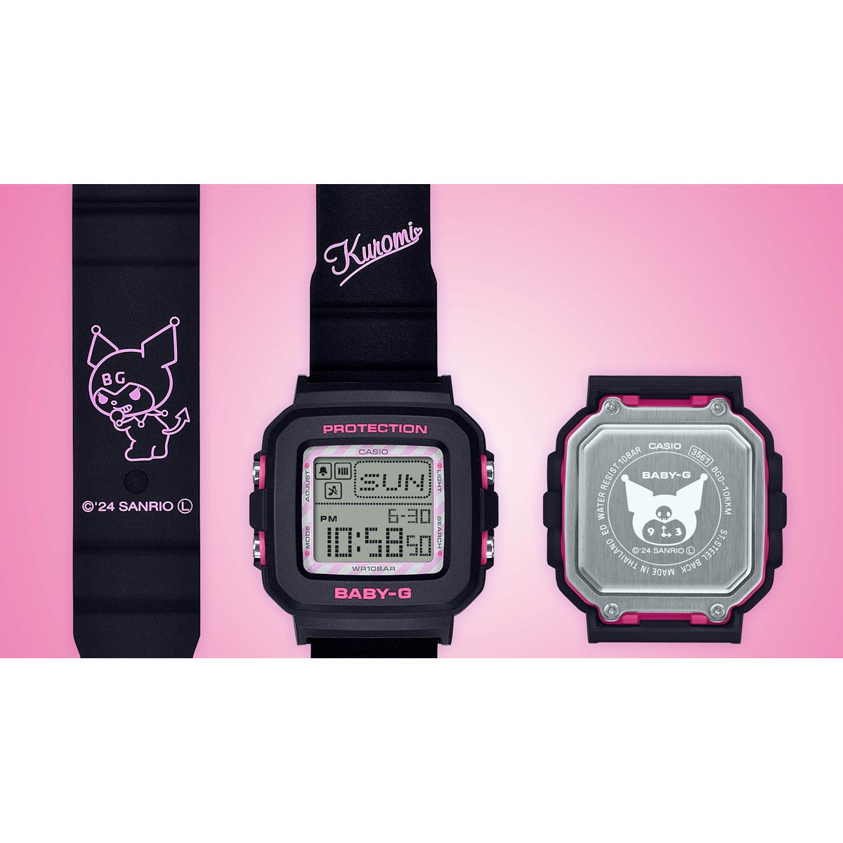 BABY-G+PLUS カシオ ベビーG レディース デジタル クロミ コラボ 限定モデル 腕時計 BGD-10KKM-1JR ベイビージープラス ストラップ付専用ホルダー付属【2024 新作】