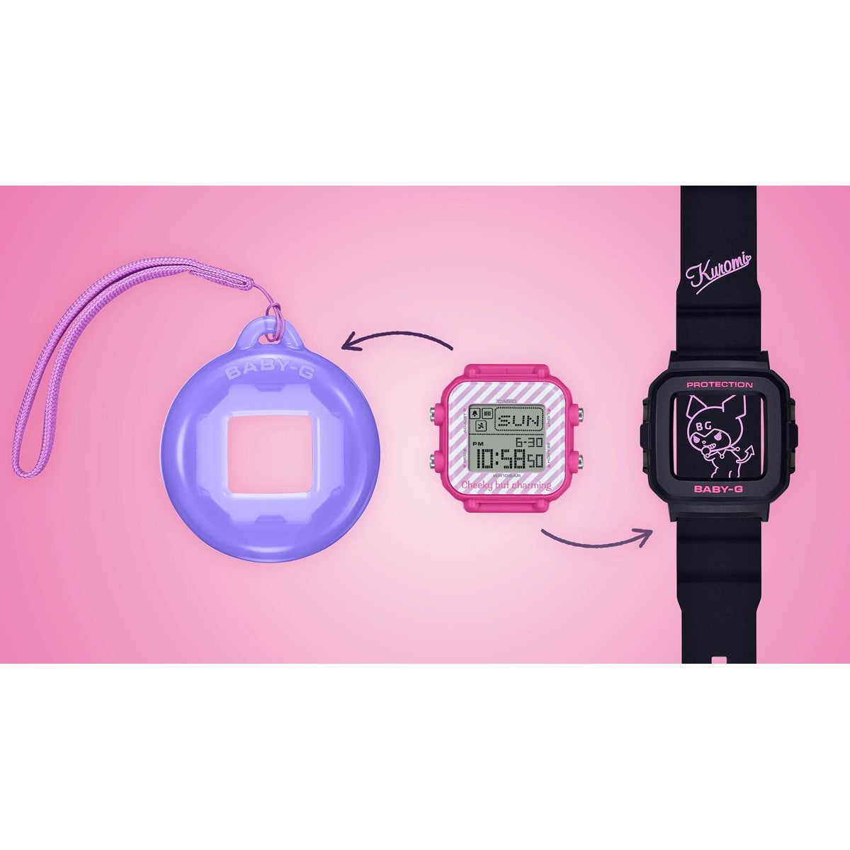 BABY-G+PLUS カシオ ベビーG レディース デジタル クロミ コラボ 限定モデル 腕時計 BGD-10KKM-1JR ベイビージープラス ストラップ付専用ホルダー付属【2024 新作】