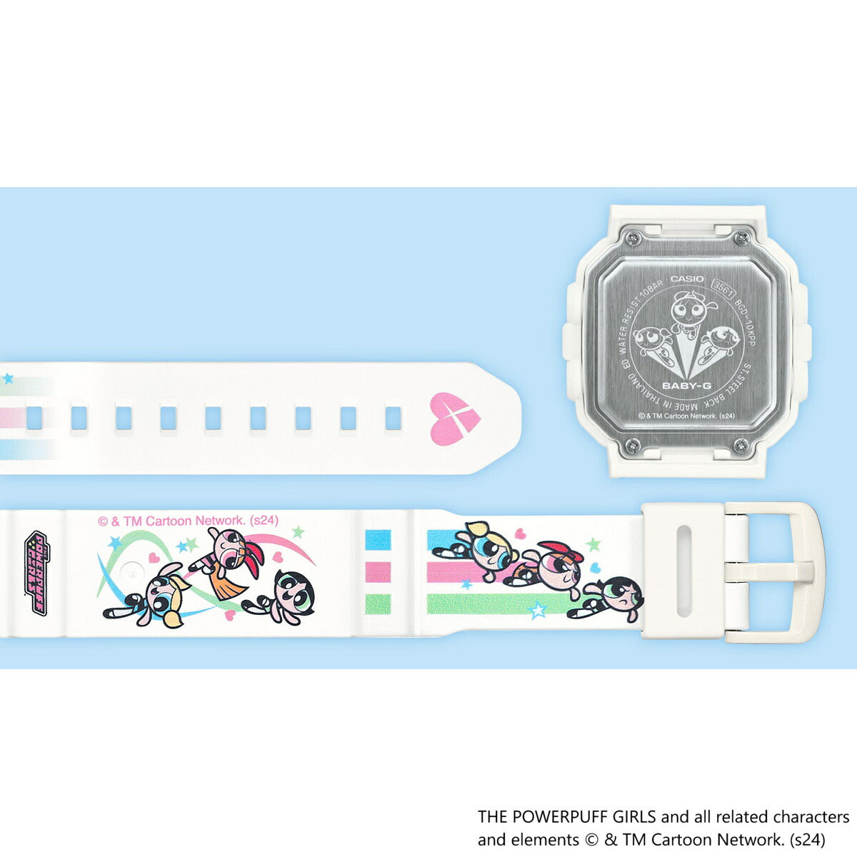 BABY-G+PLUS カシオ ベビーG レディース デジタル The Powerpuff Girls コラボ 限定モデル 腕時計 BGD-10KPP-7JR ベイビージープラス パワーパフ ガールズ 時計ホルダー付属【2024 新作】