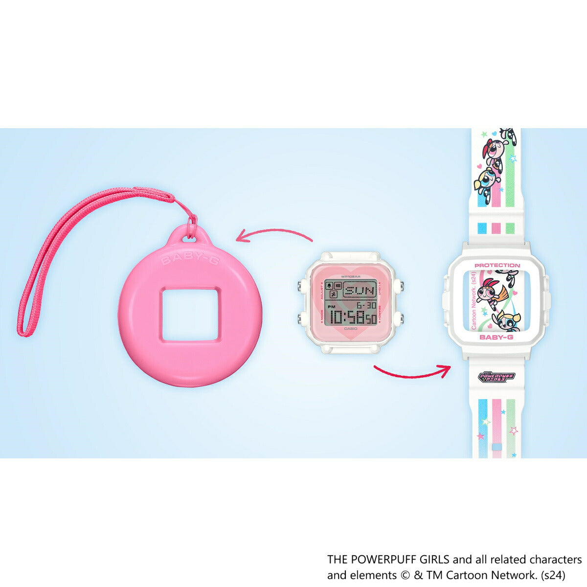 BABY-G+PLUS カシオ ベビーG レディース デジタル The Powerpuff Girls コラボ 限定モデル 腕時計 BGD-10KPP-7JR ベイビージープラス パワーパフ ガールズ 時計ホルダー付属【2024 新作】