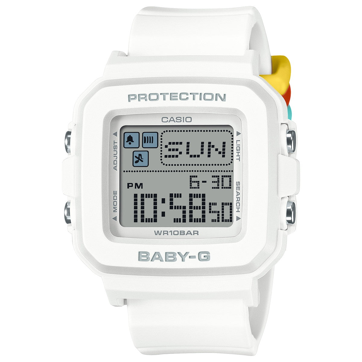 BABY-G+PLUS カシオ ベビーG レディース デジタル 腕時計 BGD-10L-7JR ベイビージープラス ホワイト×レインボーカラー バンドループ付属【2024 新作】