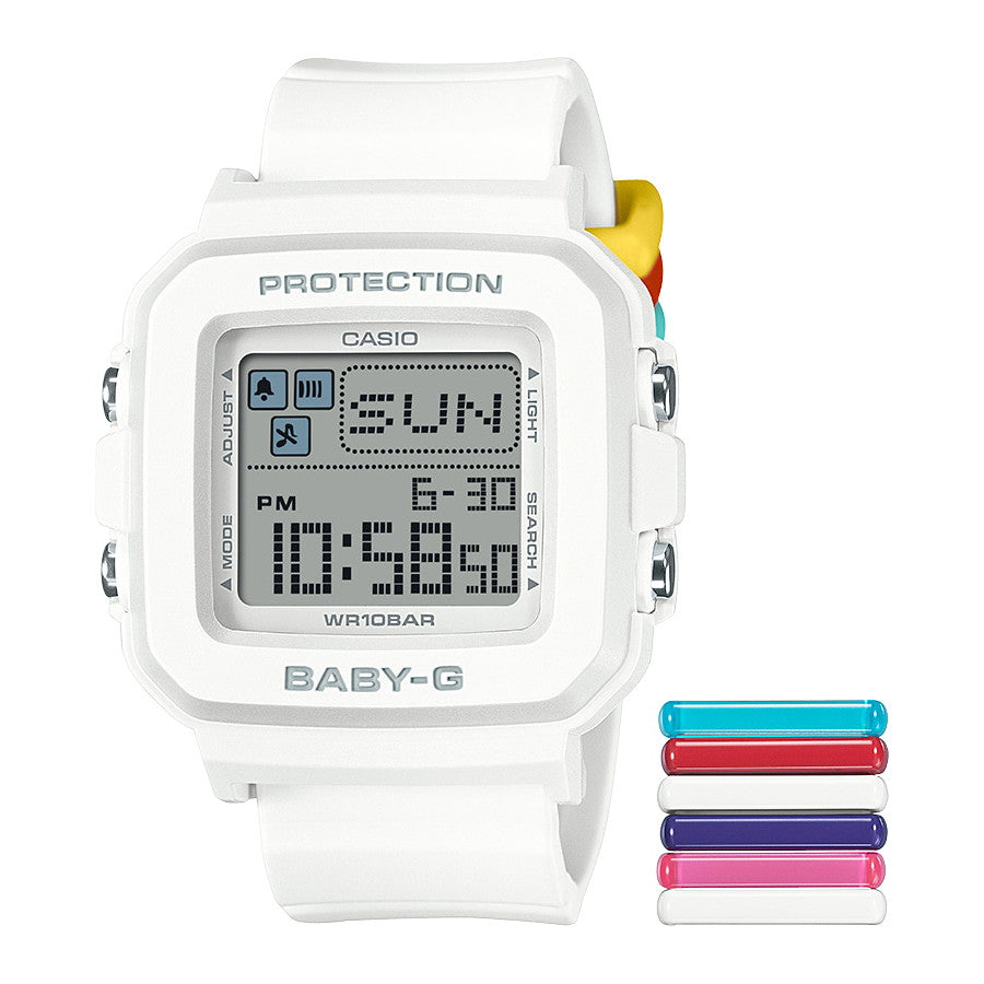 BABY-G+PLUS カシオ ベビーG レディース デジタル 腕時計 BGD-10L-7JR ベイビージープラス ホワイト×レインボーカラー バンドループ付属【2024 新作】