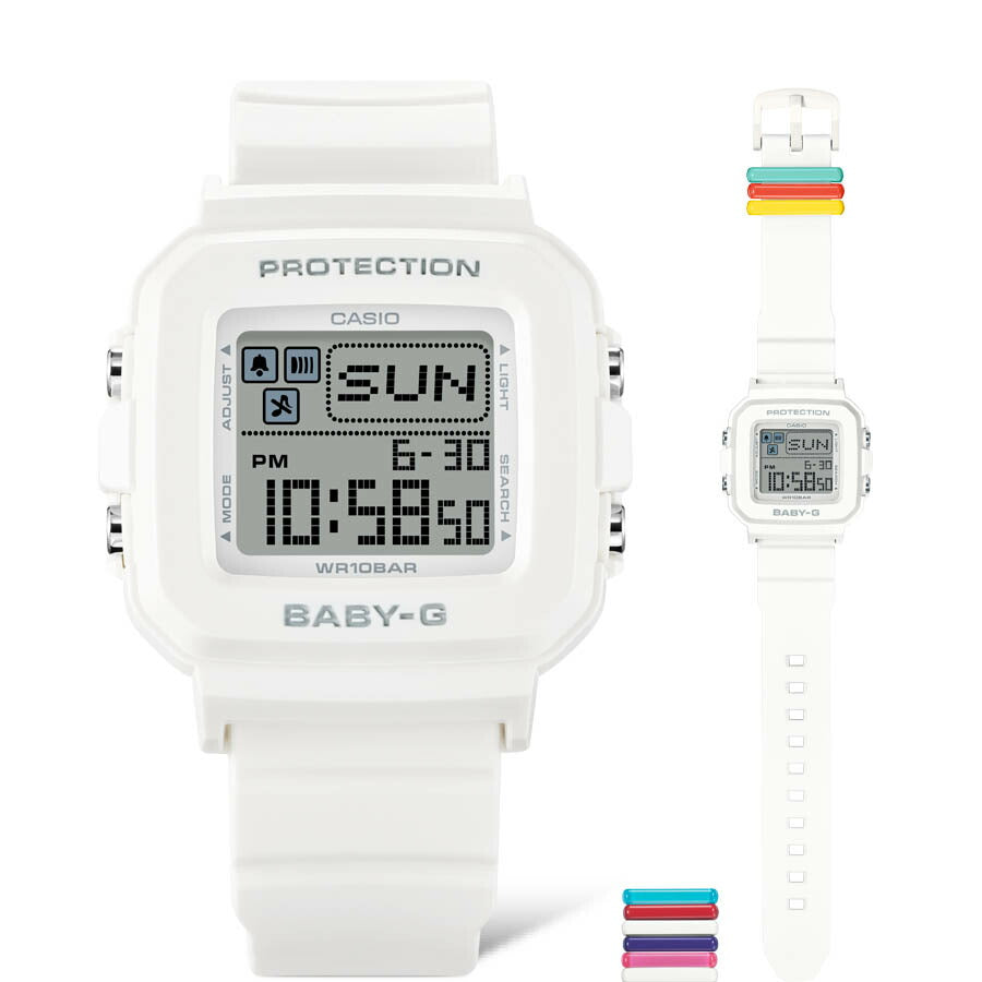 BABY-G+PLUS カシオ ベビーG レディース デジタル 腕時計 BGD-10L-7JR ベイビージープラス ホワイト×レインボーカラー バンドループ付属【2024 新作】