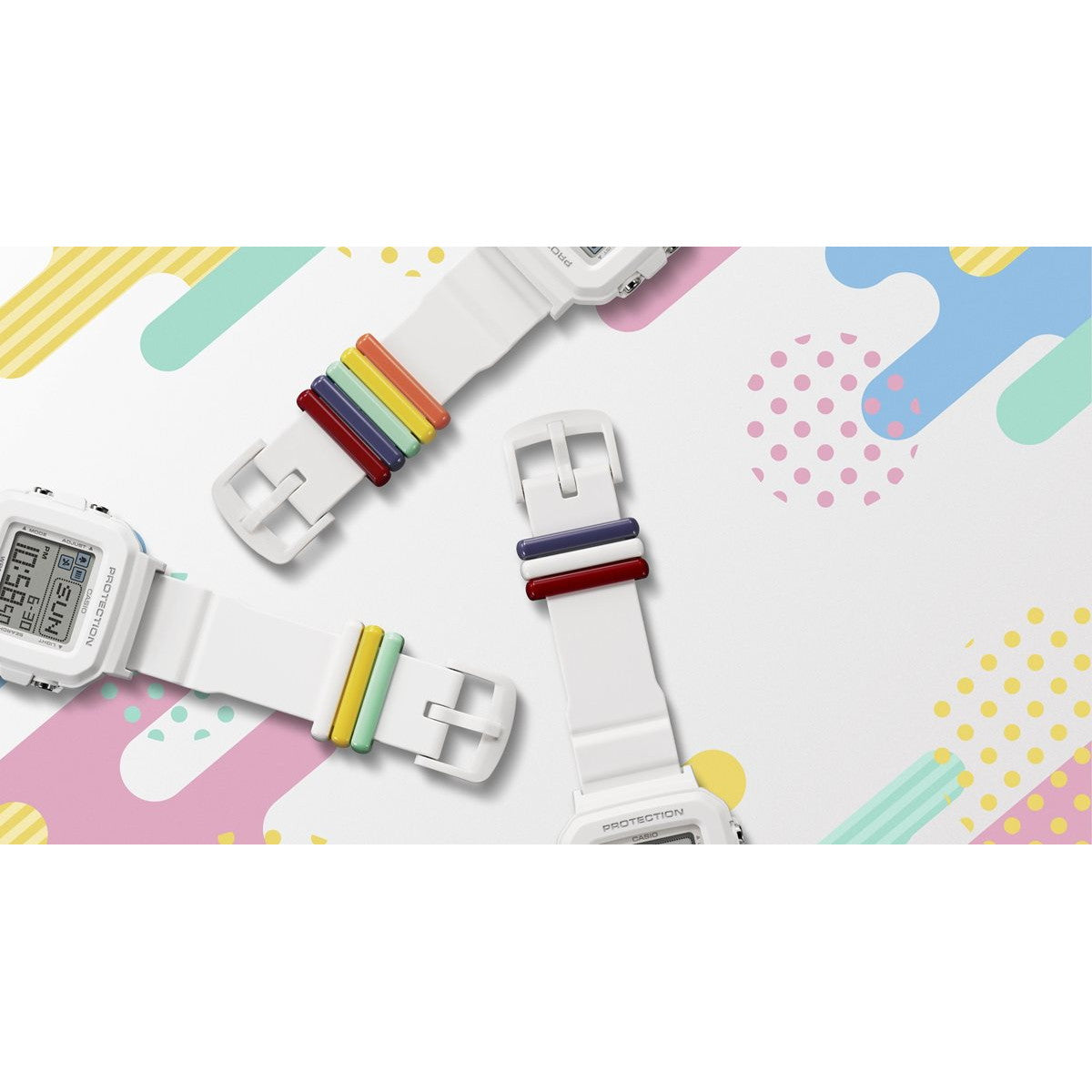 BABY-G+PLUS カシオ ベビーG レディース デジタル 腕時計 BGD-10L-7JR ベイビージープラス ホワイト×レインボーカラー バンドループ付属【2024 新作】