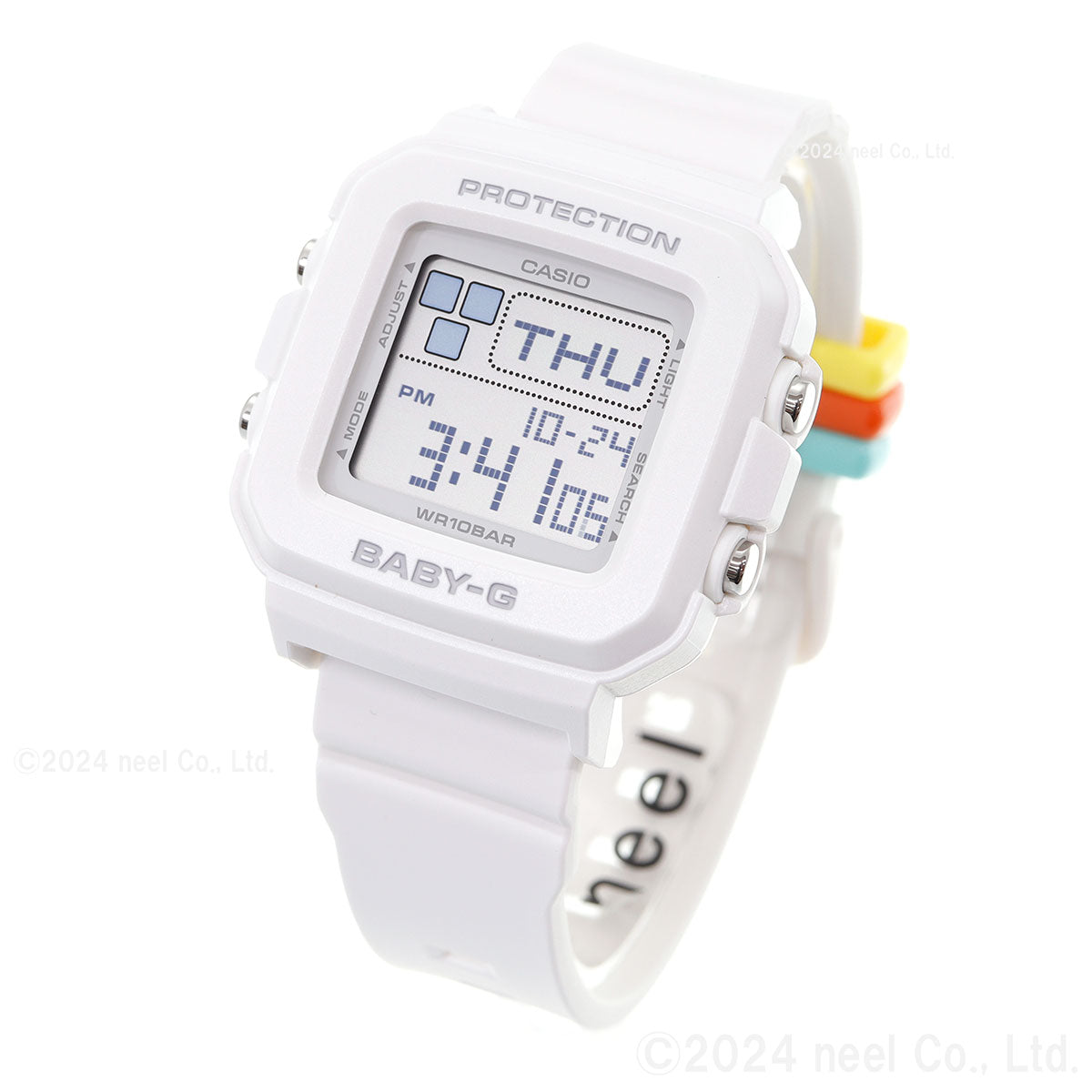 BABY-G+PLUS カシオ ベビーG レディース デジタル 腕時計 BGD-10L-7JR ベイビージープラス ホワイト×レインボーカラー バンドループ付属【2024 新作】
