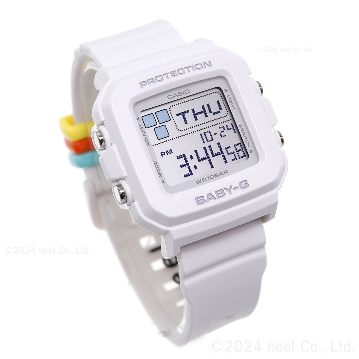 BABY-G+PLUS カシオ ベビーG レディース デジタル 腕時計 BGD-10L-7JR ベイビージープラス ホワイト×レインボーカラー バンドループ付属【2024 新作】