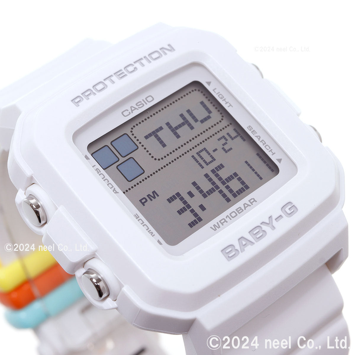 BABY-G+PLUS カシオ ベビーG レディース デジタル 腕時計 BGD-10L-7JR ベイビージープラス ホワイト×レインボーカラー バンドループ付属【2024 新作】