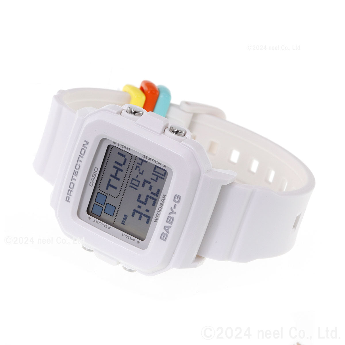 BABY-G+PLUS カシオ ベビーG レディース デジタル 腕時計 BGD-10L-7JR ベイビージープラス ホワイト×レインボーカラー バンドループ付属【2024 新作】