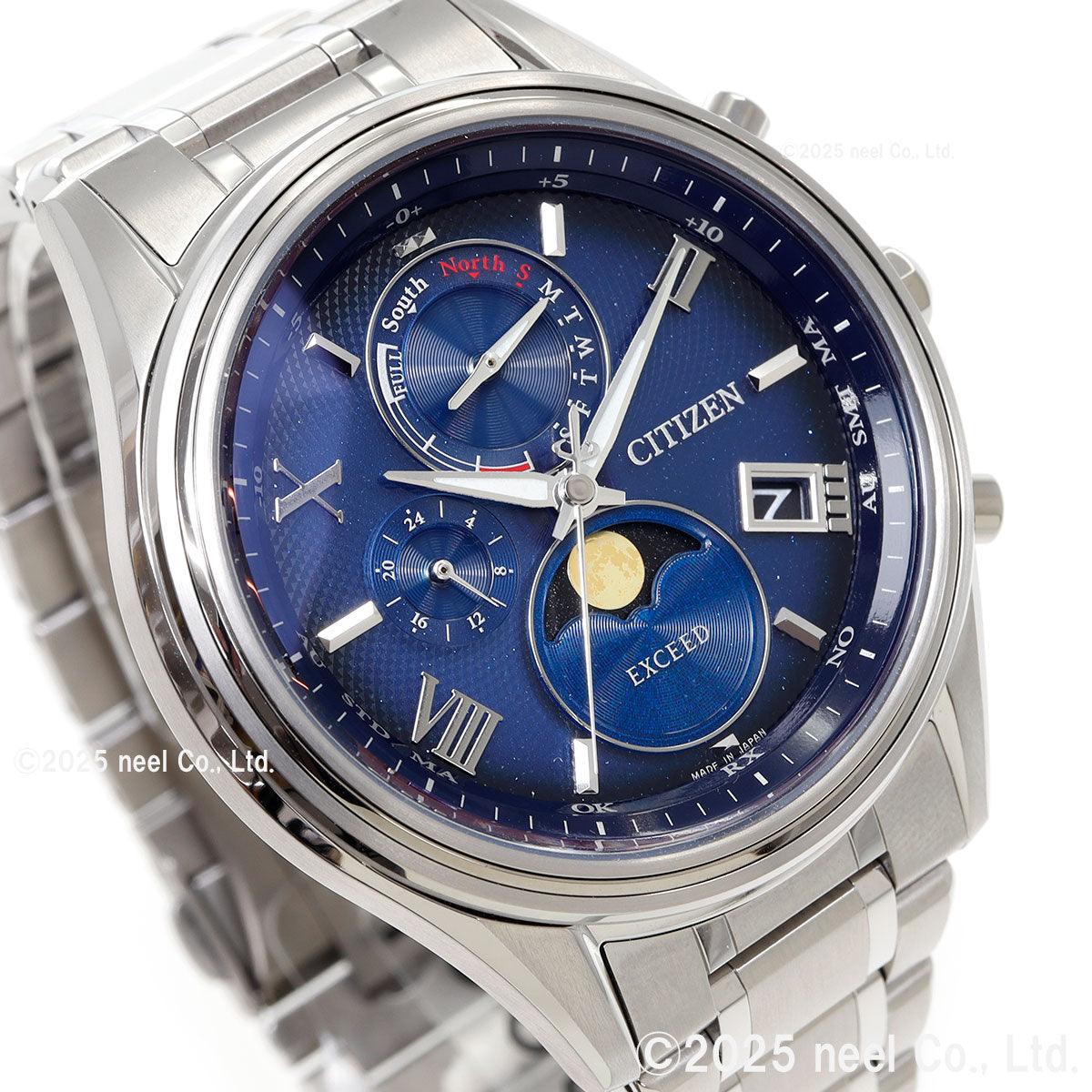 シチズン エクシード CITIZEN EXCEED エコドライブ 電波時計 ダイレクトフライト ムーンフェイズ BY1020-61L 月齢自動計算機能 ルナプログラム 搭載【2025 新作】