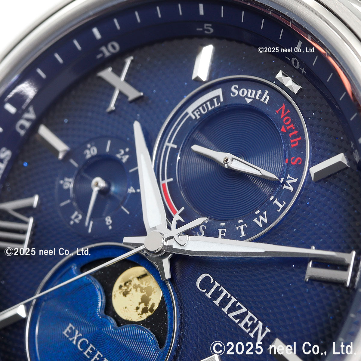 シチズン エクシード CITIZEN EXCEED エコドライブ 電波時計 ダイレクトフライト ムーンフェイズ BY1020-61L 月齢自動計算機能 ルナプログラム 搭載【2025 新作】