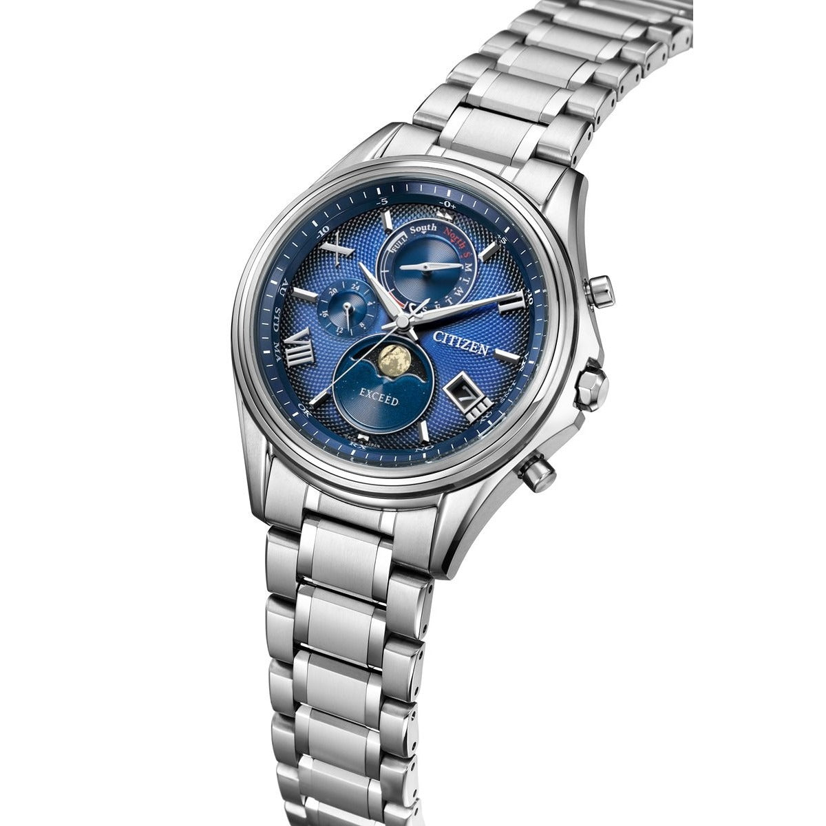 シチズン エクシード CITIZEN EXCEED エコドライブ 電波時計 ダイレクトフライト ムーンフェイズ BY1020-61L 月齢自動計算機能 ルナプログラム 搭載【2025 新作】