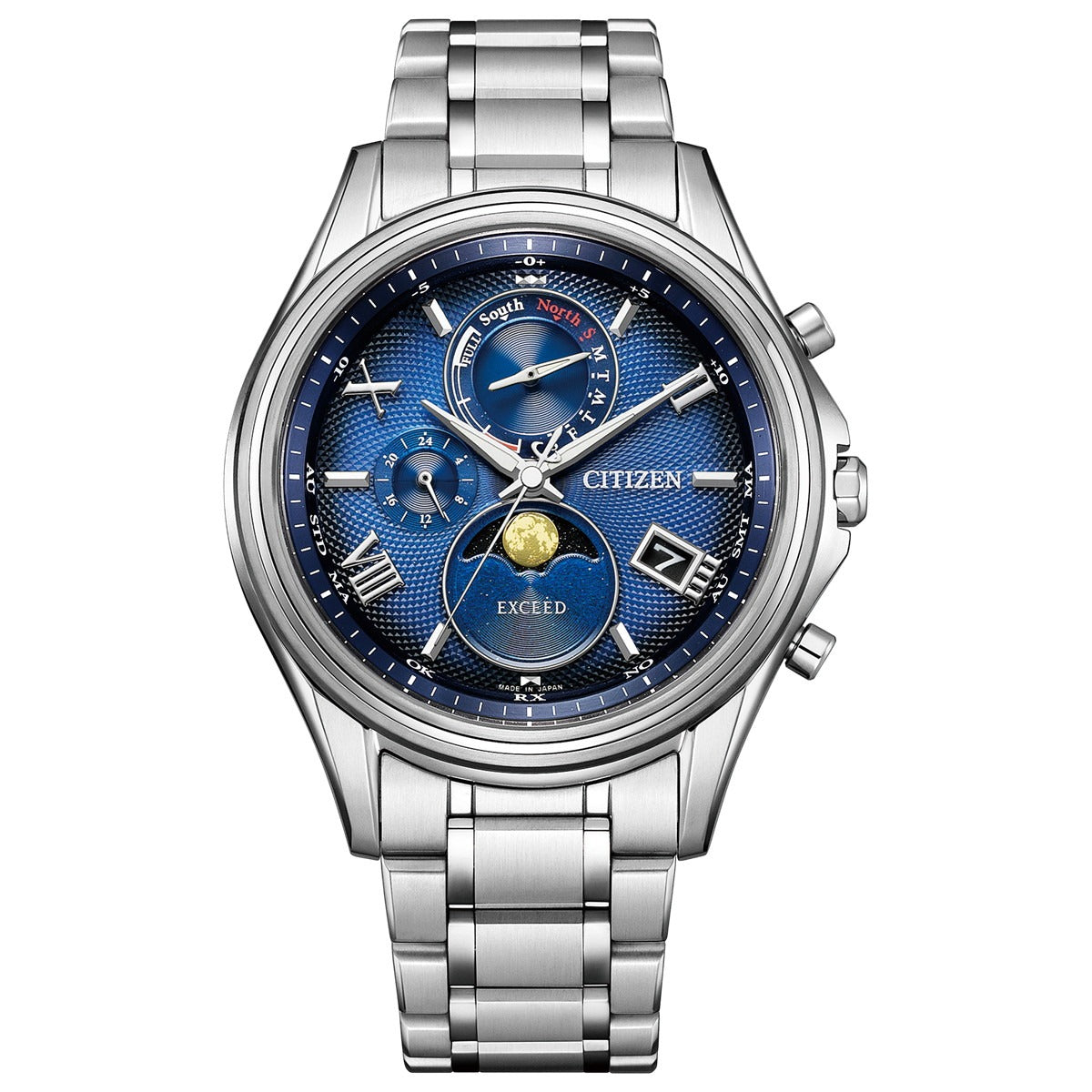 シチズン エクシード CITIZEN EXCEED エコドライブ 電波時計 ダイレクトフライト ムーンフェイズ BY1020-61L 月齢自動計算機能 ルナプログラム 搭載【2025 新作】
