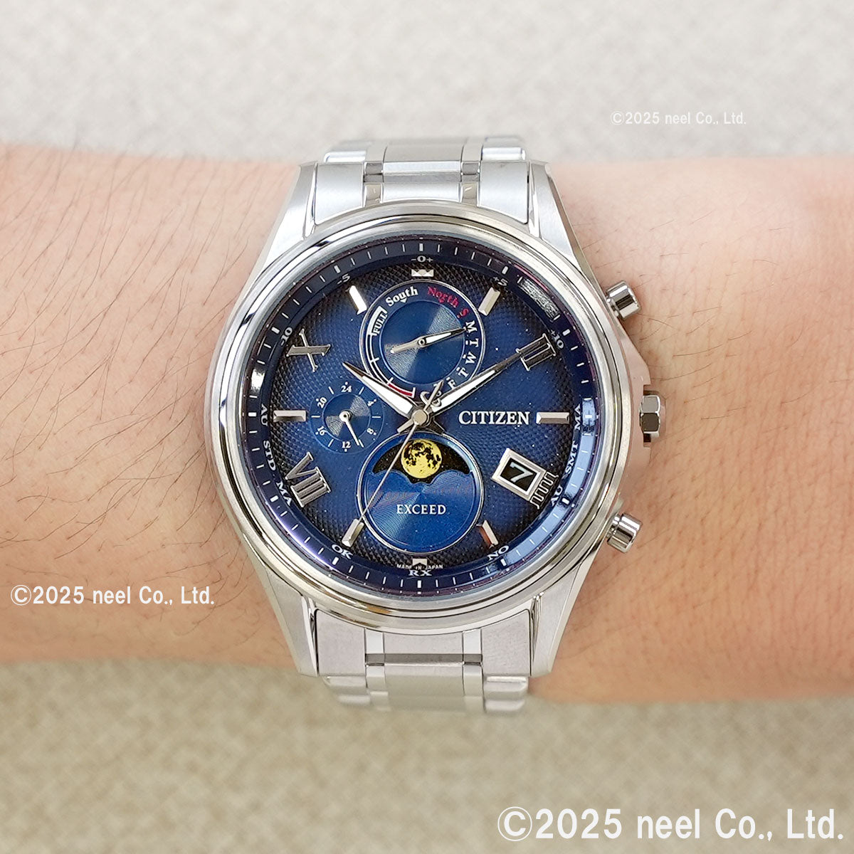 シチズン エクシード CITIZEN EXCEED エコドライブ 電波時計 ダイレクトフライト ムーンフェイズ BY1020-61L 月齢自動計算機能 ルナプログラム 搭載【2025 新作】