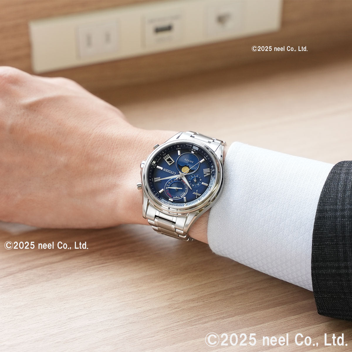 シチズン エクシード CITIZEN EXCEED エコドライブ 電波時計 ダイレクトフライト ムーンフェイズ BY1020-61L 月齢自動計算機能 ルナプログラム 搭載【2025 新作】