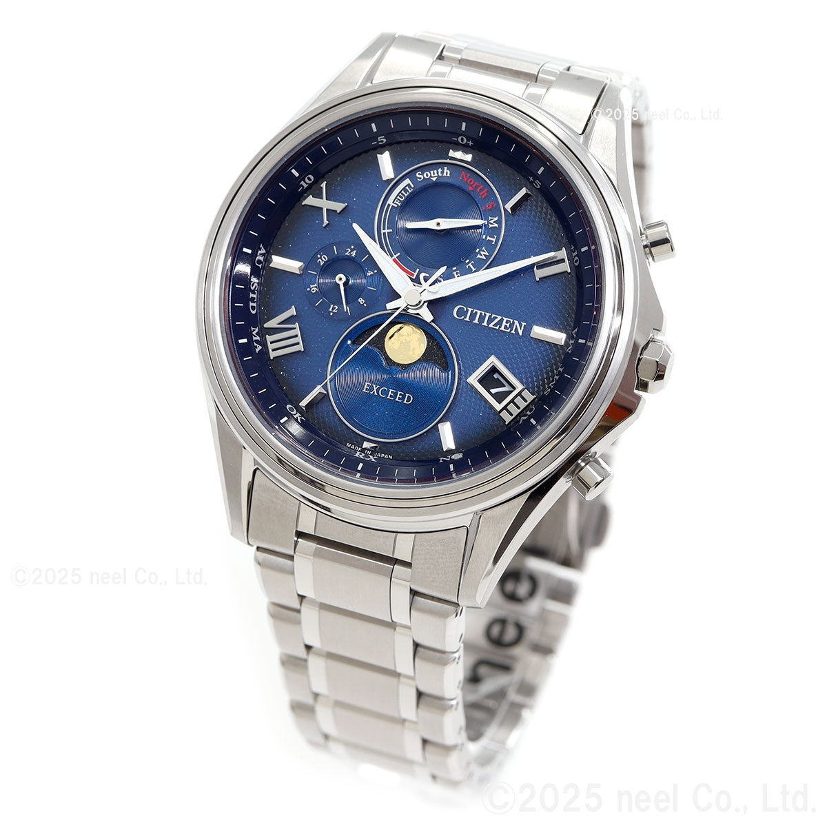 シチズン エクシード CITIZEN EXCEED エコドライブ 電波時計 ダイレクトフライト ムーンフェイズ BY1020-61L 月齢自動計算機能 ルナプログラム 搭載【2025 新作】