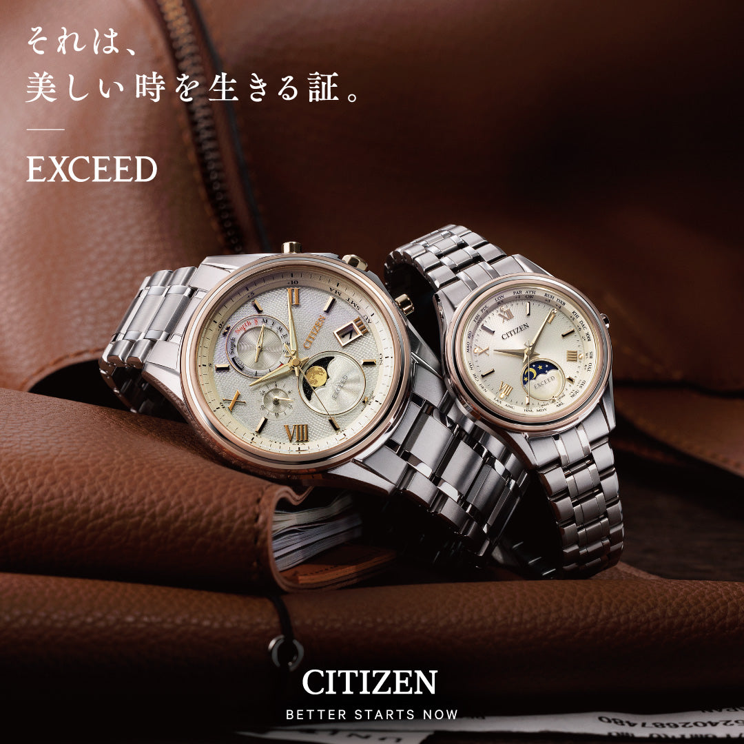 シチズン エクシード CITIZEN EXCEED エコドライブ 電波時計 腕時計 ペアモデル メンズ ダイレクトフライト ムーンフェイズ BY1026-65A 月齢自動計算機能 ルナプログラム 搭載