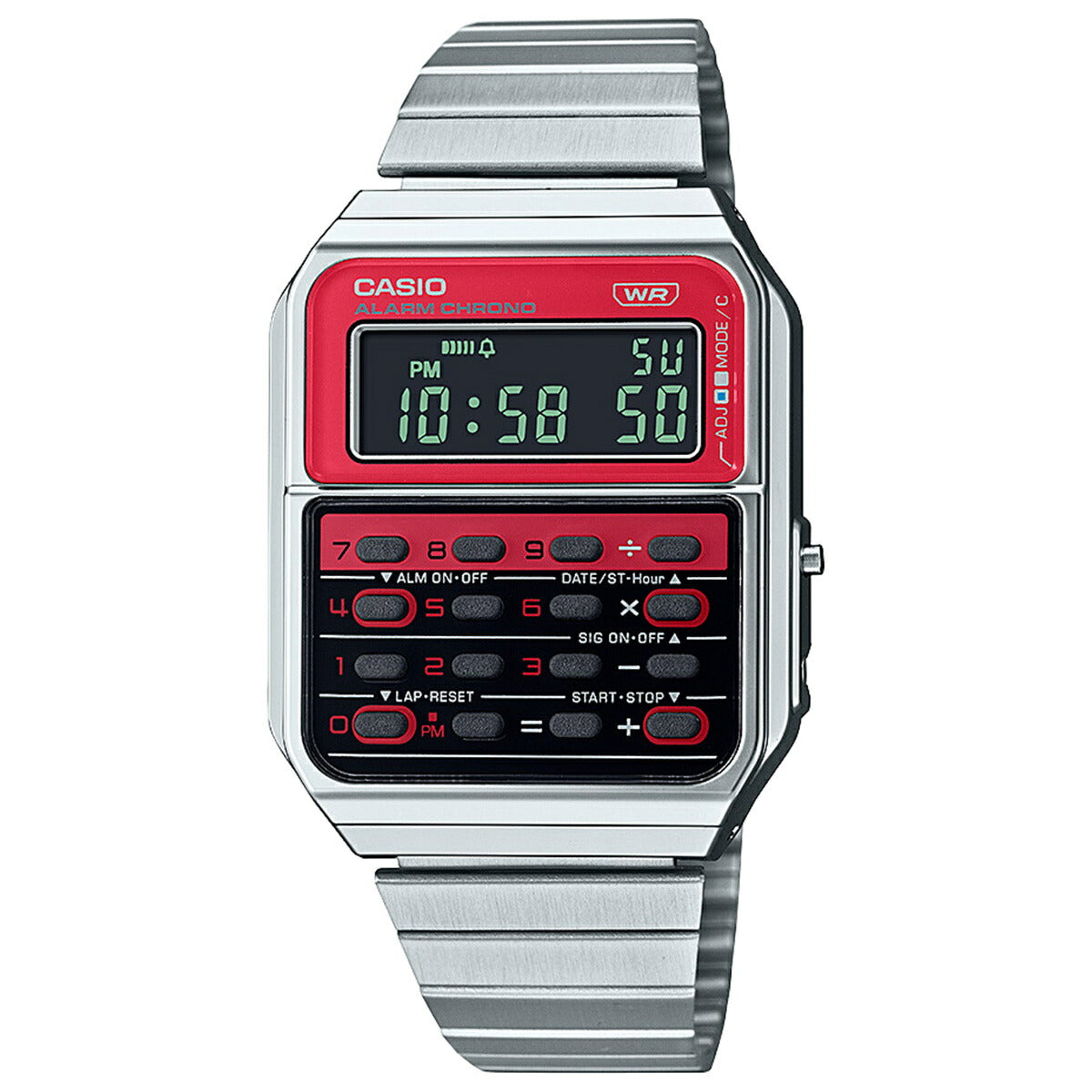 カシオ CASIO CLASSIC 限定モデル デジタル 腕時計 CA-500WE-4BJF 複合電卓 CQ-1 でんクロ モチーフ Heritage Colors レッド【2024 新作】