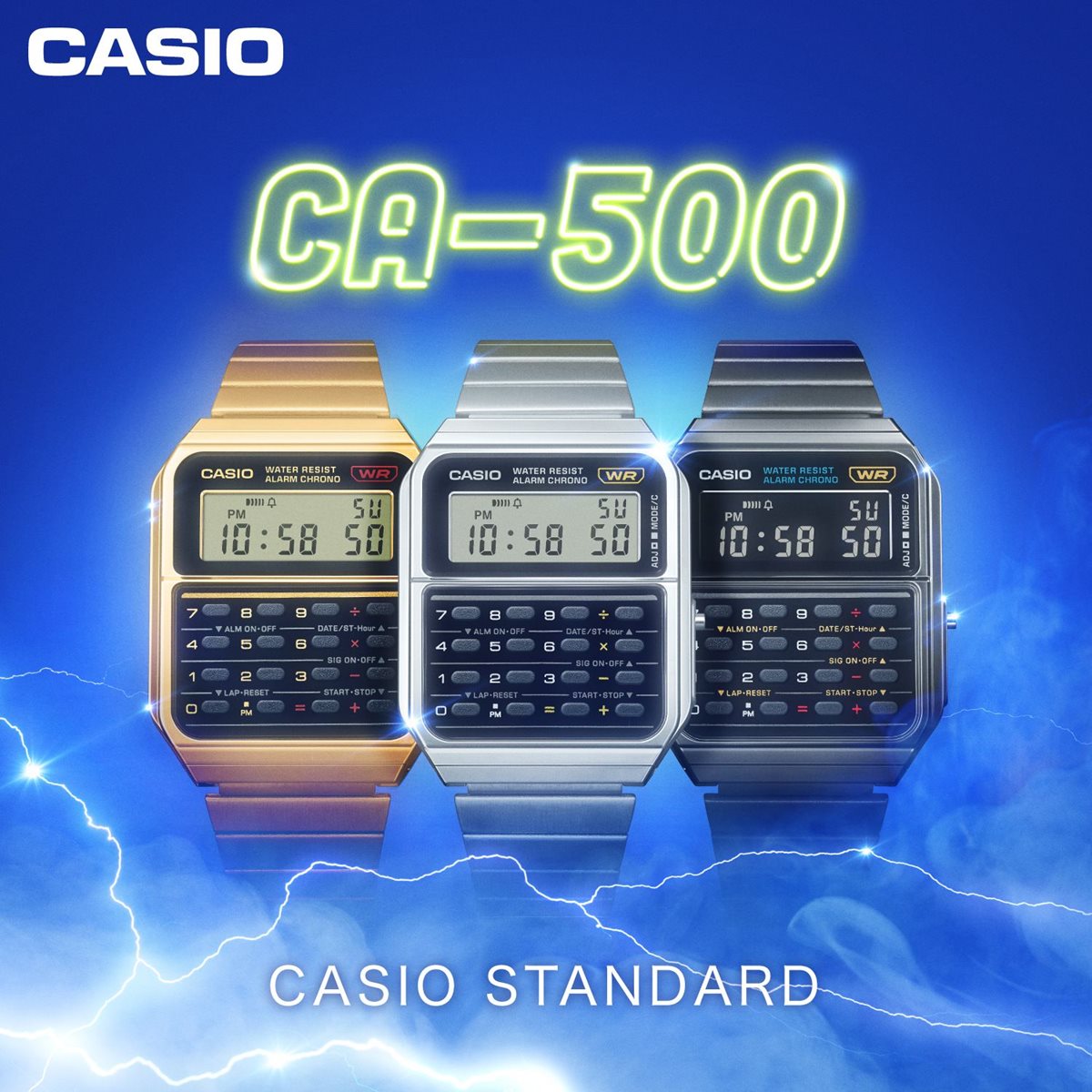 スタンダード STANDARD カシオ CASIO 限定モデル デジタル 腕時計 CA-500WEG-1AJF 電卓デザイン ゴールド【2023 新作】