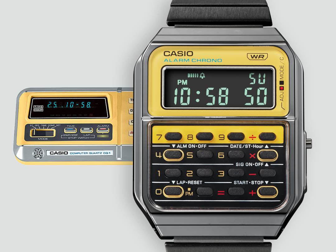 カシオ CASIO CLASSIC 限定モデル デジタル 腕時計 CA-500WEGG-9BJF 複合電卓 CQ-1 でんクロ モチーフ Heritage Colors イエロー【2024 新作】