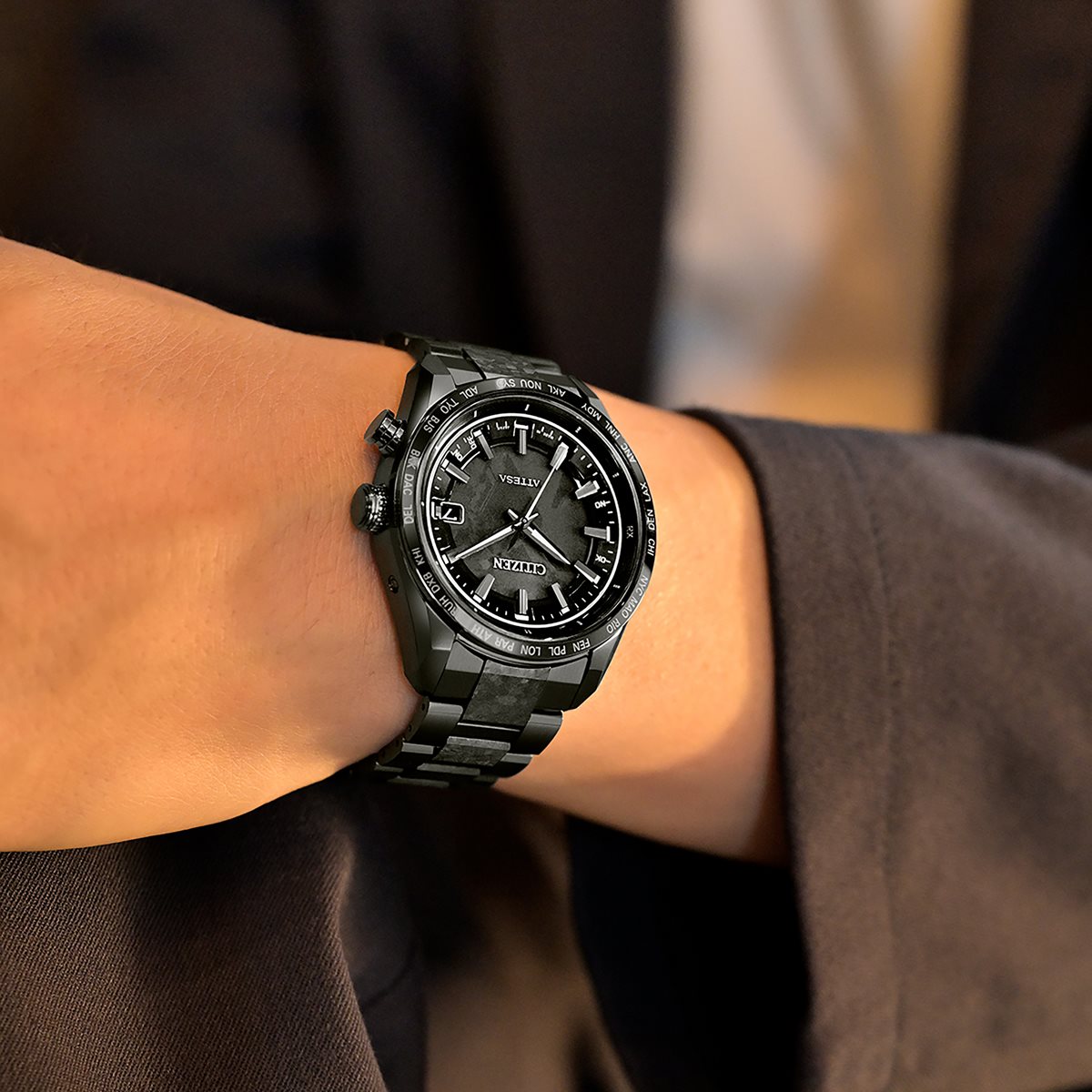 シチズン アテッサ HAKUTO-R コラボ 限定 第5弾 CITIZEN ATTESA エコドライブ 電波時計 腕時計 メンズ CB0285-63E ダイレクトフライト ACT Line ブラックチタニウム【2024 新作】