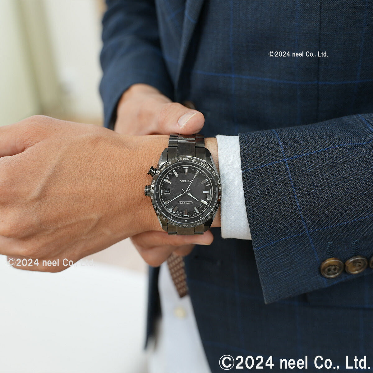 シチズン アテッサ HAKUTO-R コラボ 限定 第5弾 CITIZEN ATTESA エコドライブ 電波時計 腕時計 メンズ CB0285-63E ダイレクトフライト ACT Line ブラックチタニウム【2024 新作】